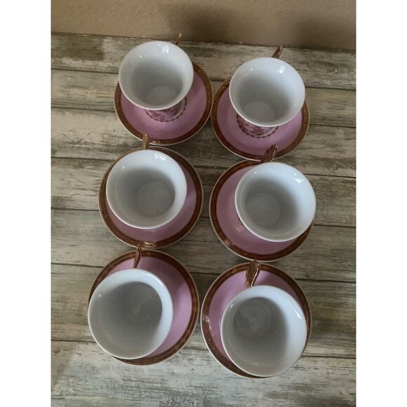 Rutherford Le Jardin De Italy Design Espresso Cup & Saucer Set Pink Gold inBox - Picture 14 of 16